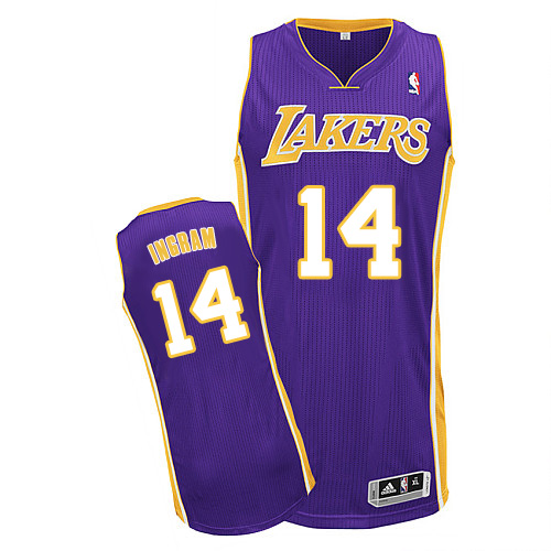 Mens Adidas Los Angeles Lakers 14 Brandon Ingram Authentic Purple Road NBA Jersey